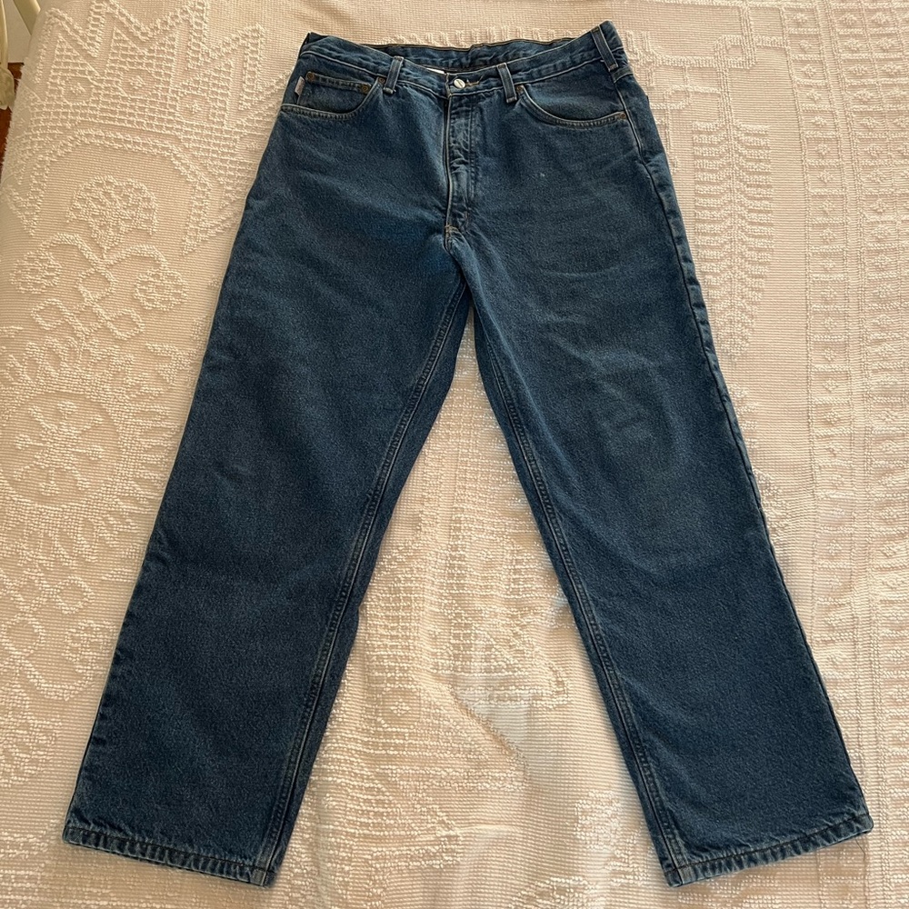 CARHARTT Men’s Dark Wash Flannel Lined Jeans